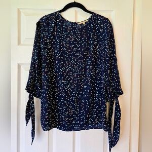 Chic Navy Patterned Women's Blouse